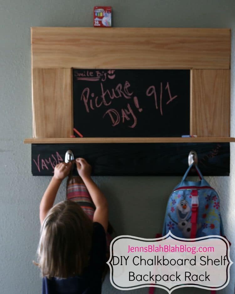 DIY Chalkboard Shelf & Backpack Rack for Kids