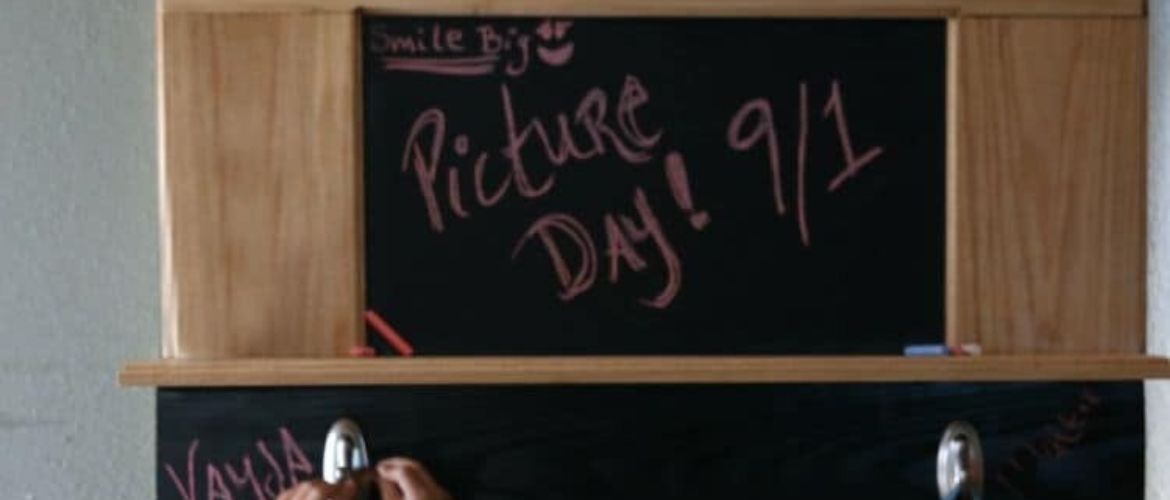 DIY Chalkboard Shelf & Backpack Rack for Kids
