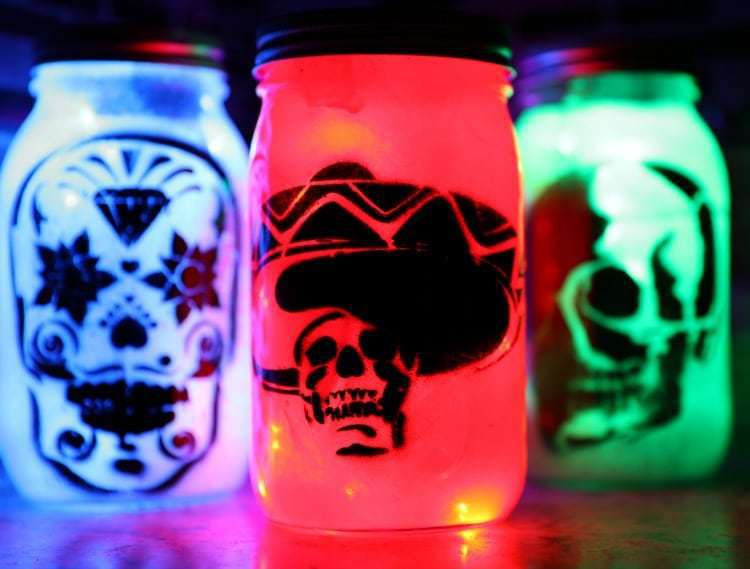 DIY Day of the Dead Mason Jar Lanterns
