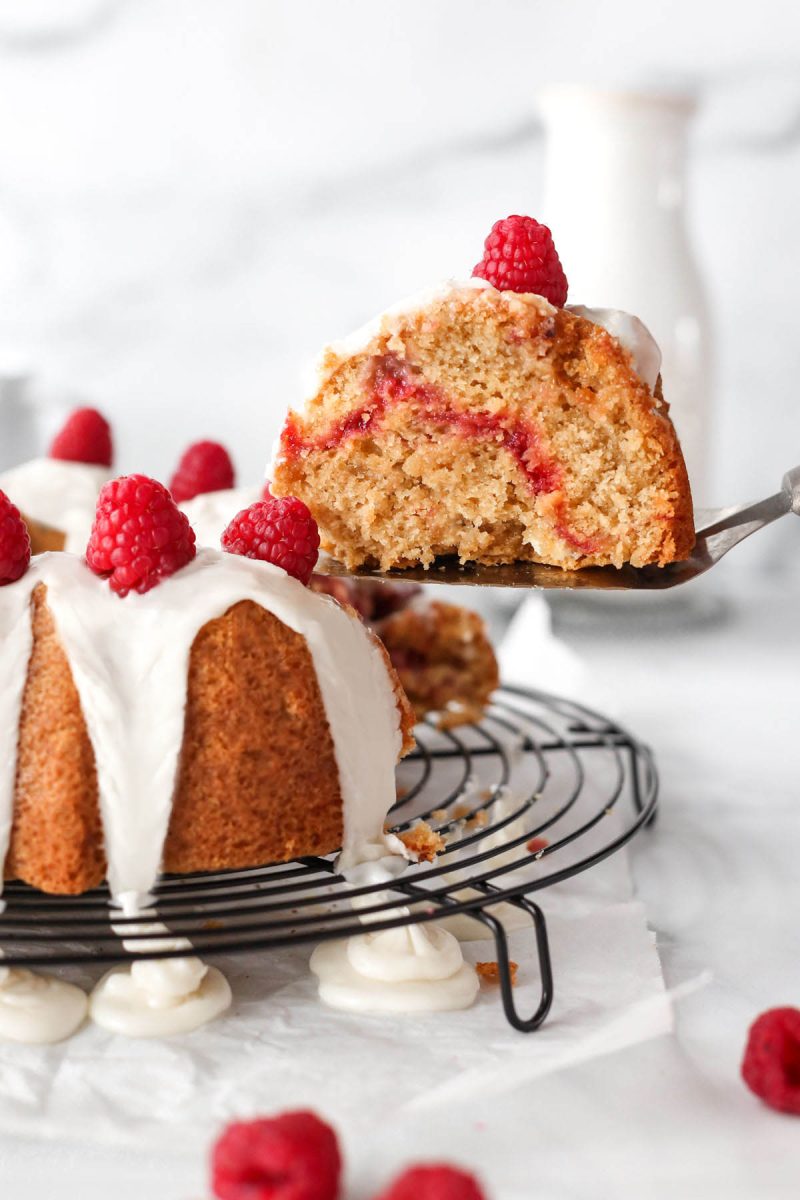 Raspberry White Chocolate Bundt Cake