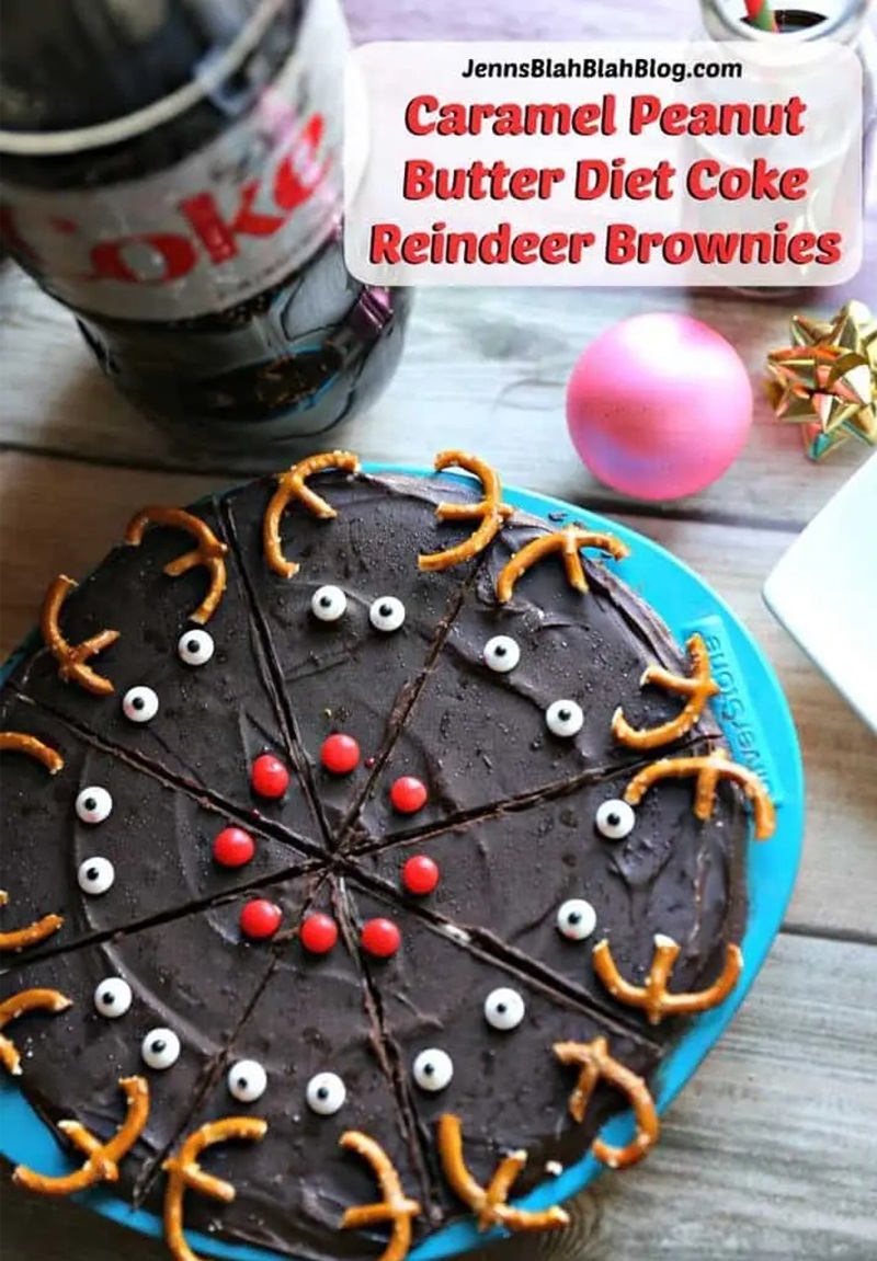 Caramel Peanut Butter Coke Reindeer Brownies
