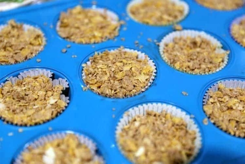 Honey Bunches of Oats Cinnamon Strudel Muffins 16 muffins in pan before going into the oven