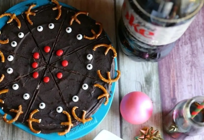 Caramel Peanut Butter Coke Reindeer Brownies