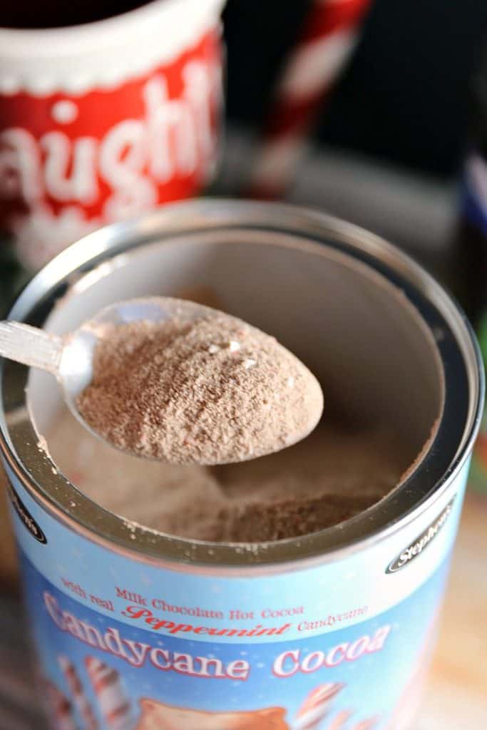 scoop of hot chocolate on a spoon