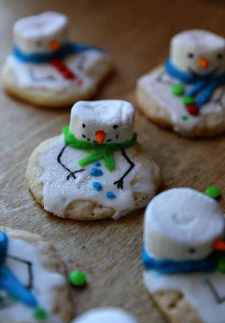 melting snowman sugar cookies