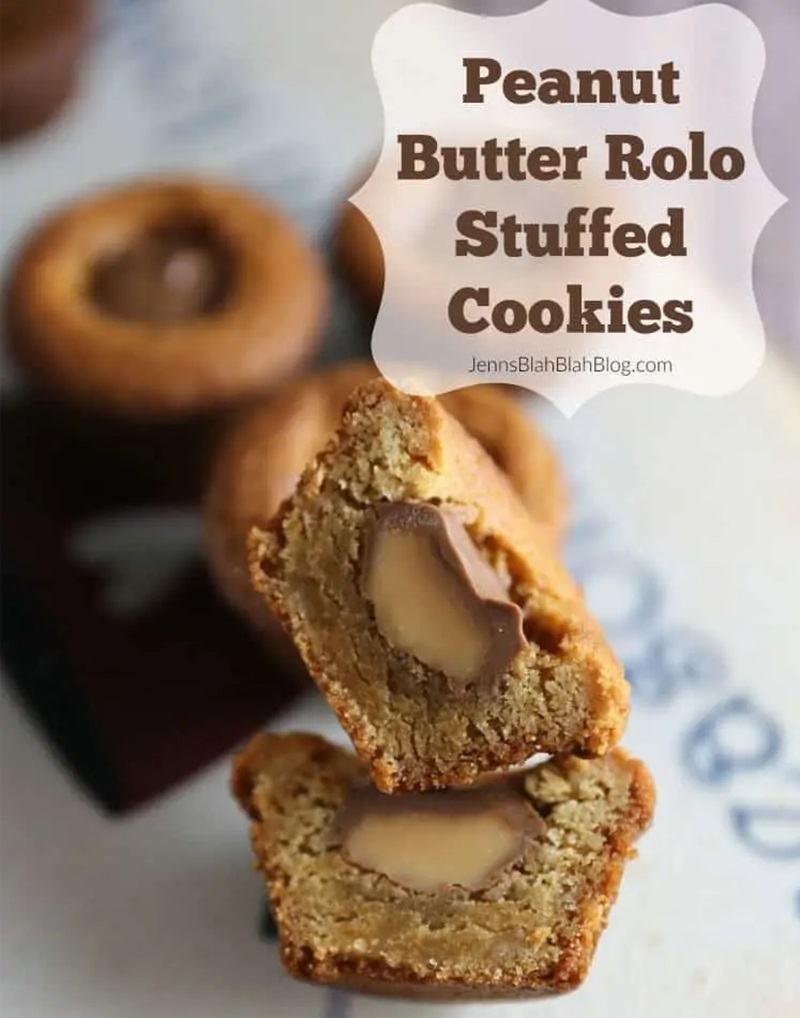 Chewy Peanut Butter Rolo Stuffed Cookie Cups
