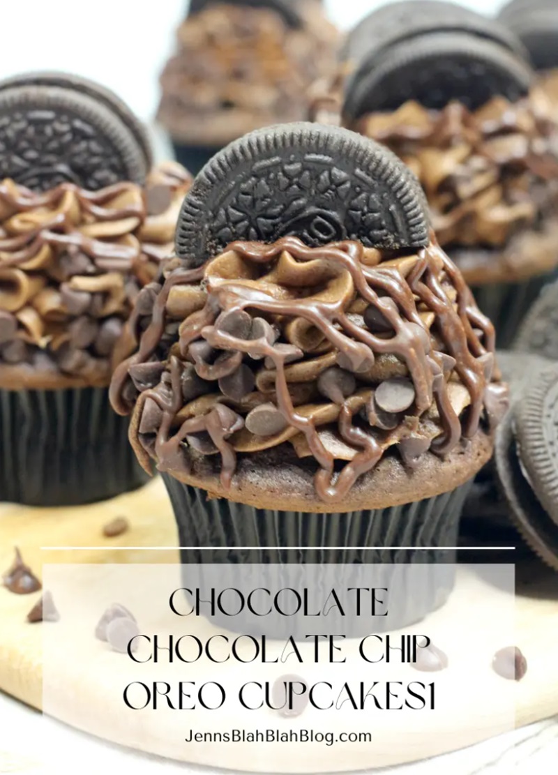 Chocolate Chocolate Chip Oreo Cupcakes