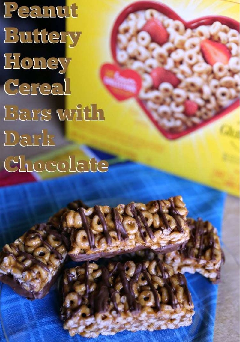 Peanut Butter Honey Cereal Bars with Dark Chocolate