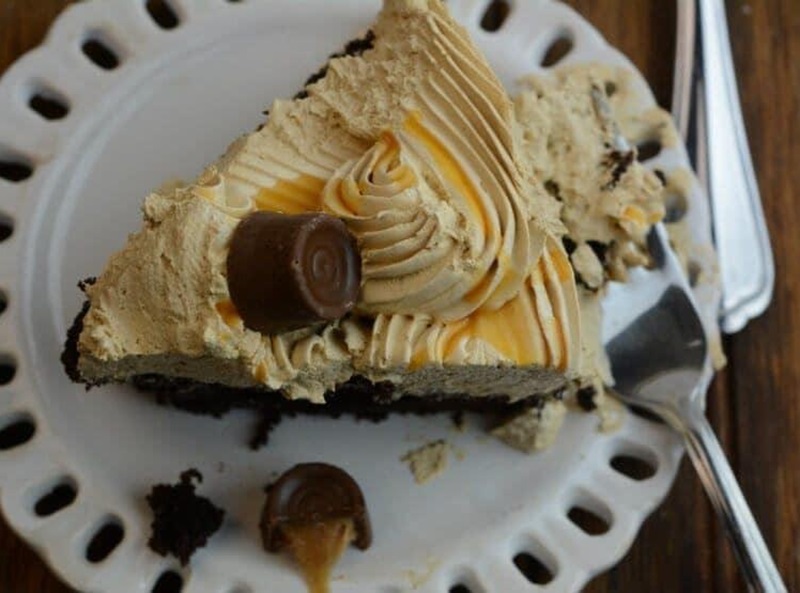 slice of rolo cake on plate