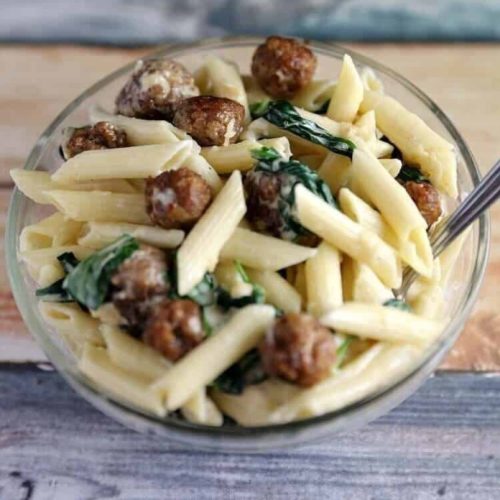 The Best Sausage Meatball & Spinach Alfredo Recipe