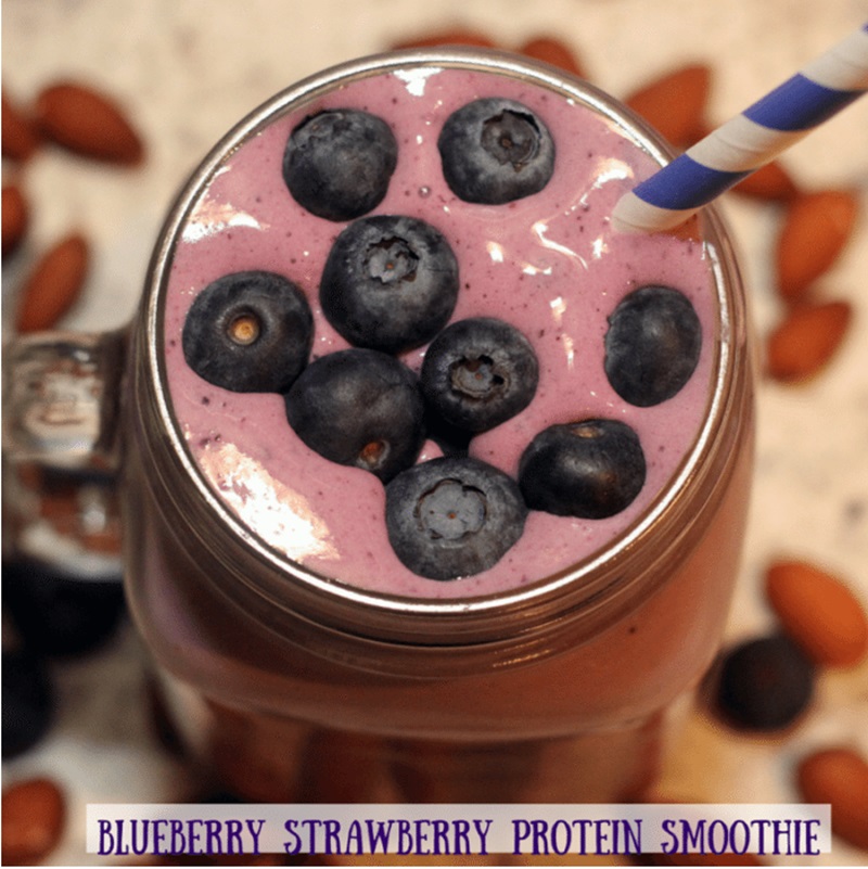 Fruity Blueberry Strawberry Protein Smoothie