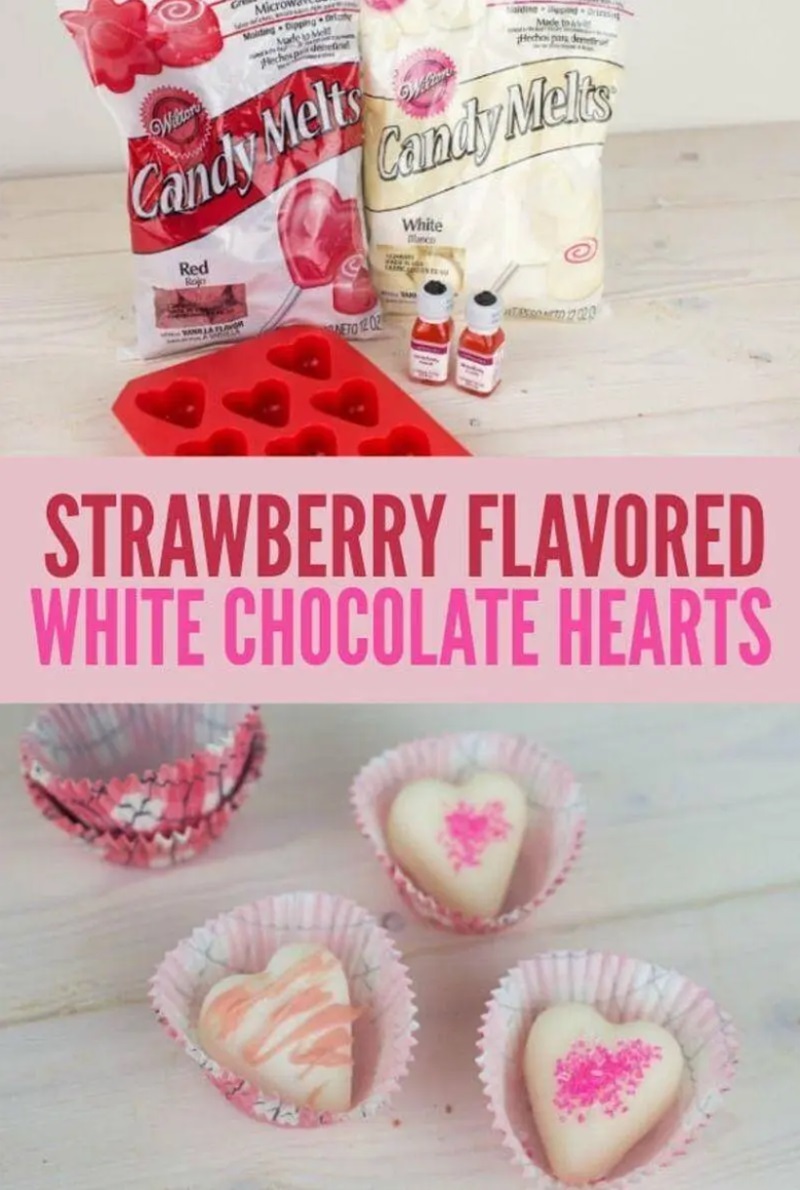 Strawberry Flavored White Chocoalte Hearts