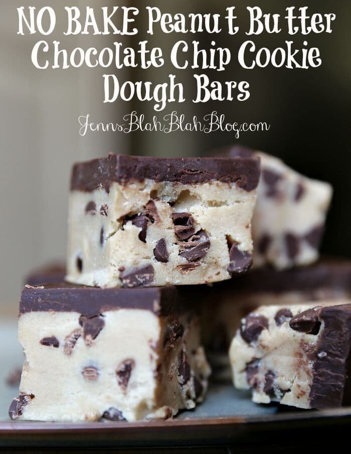No Bake Peanut Butter Chocolate Chip Cookie Dough Bars