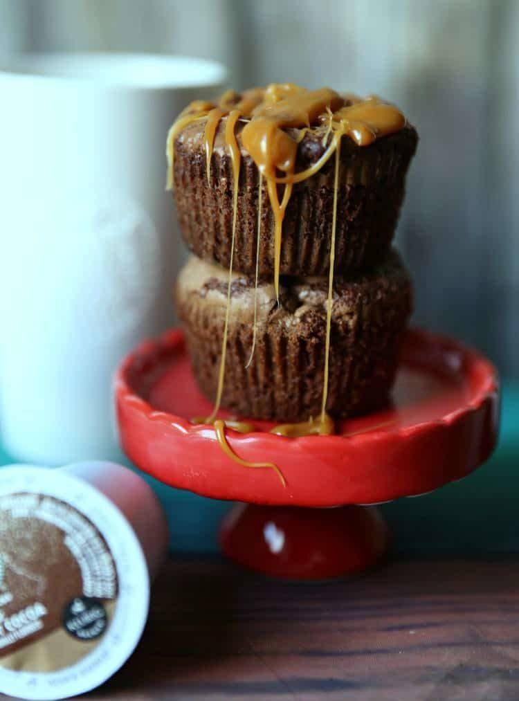 Caramel Stuffed Brownie Cupcakes