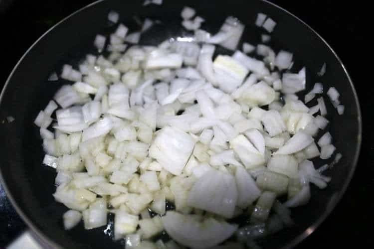 sauté onions in frying pan