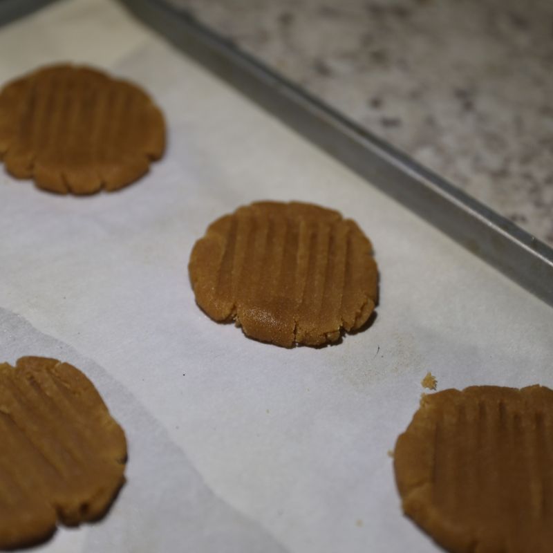 peanut butter cookies on baking sheet