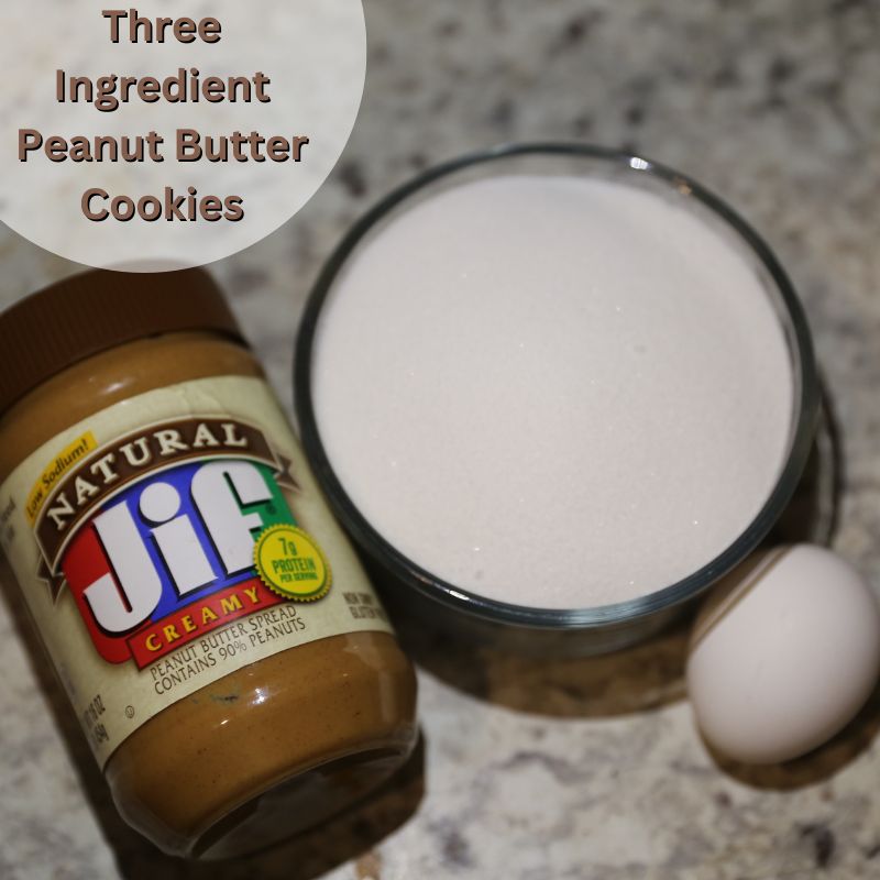 peanut butter sugar and egg on the counter
