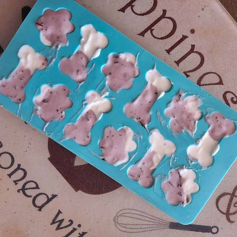 Frozen Blueberry Yogurt Dog Treats 14 dog treats in mold