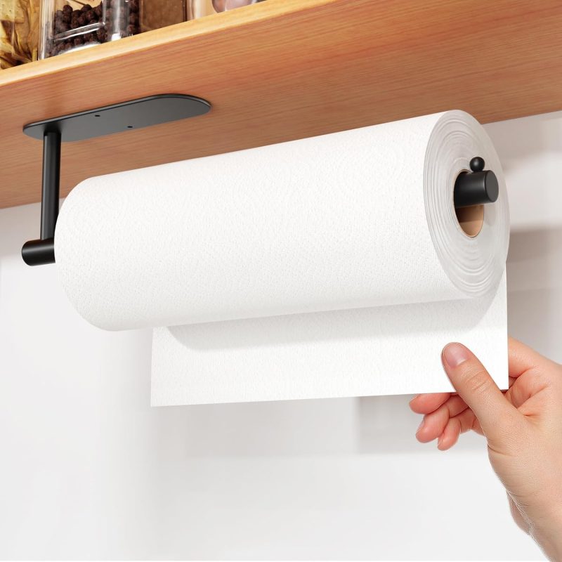 Self-Adhesive or Drilling Hanging Under Cabinet Paper Towel Holder