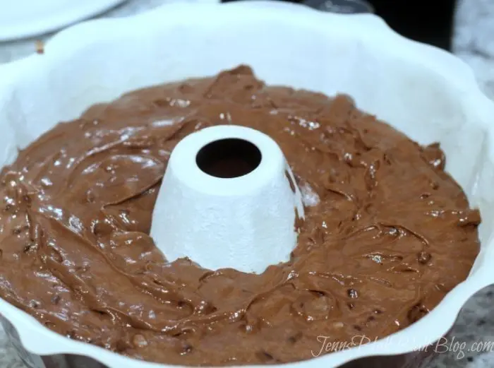 Double Chocolate Mocha Bundt Cake Recipe 12 cake batter in bundt pan